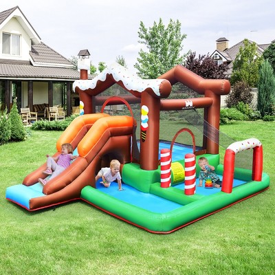 Colorful Inflatable Bounce House with Slide and Ball Pit