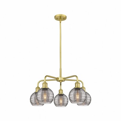 Athens Deco Swirl - 5 Light Stem Hung Chandelier In Industrial Style-13.63 Inches Tall and 23.88 Inches Wide