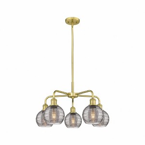 Athens Deco Swirl - 5 Light Stem Hung Chandelier In Industrial Style-13.63 Inches Tall and 23.88 Inches Wide - 1 of 1