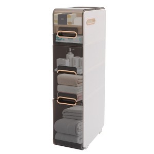 YIYIBYUS Bathroom Floor Cabinet with Clear Drawers Narrow Slim Tower Organizer - 1 of 4