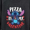Women's - Lilo and Stitch - Pizza Is My Valentine Lightweight French Terry Wide Neck Long Sleeve Graphic Shirt - 2 of 4