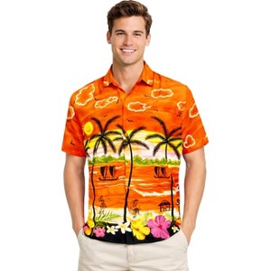 LA LEELA Mens Hawaiian Shirts Short Sleeve Button Down Shirt Mens