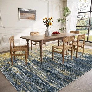 4'x6' Washable Rug Modern Abstract Area Rug Soft Indoor Low Pile Floor Carpet for Living Room Dark brown - 1 of 4