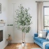 Tree City 6.9FT Grand Faux Olive Tree with 3 Natural Trunks & 1020 Lush Leaves - Potted Artificial Plant with Black Sand for Stylish Home Decor - 3 of 4