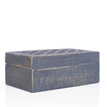 Mela Artisans Decorative Wooden Box with Hinged Lid in Trellis Design - 7.5 x 6 x 3 Inch, Medium