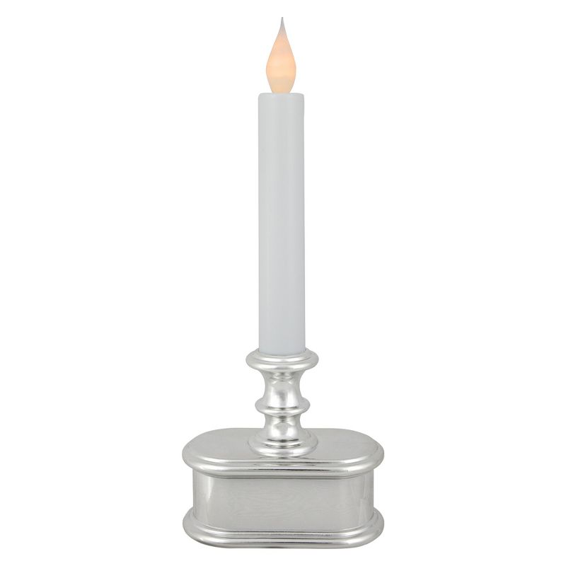 Northlight 9.25" Pre-Lit LED White and Silver Lighted Christmas Candle Lamp, 1 of 7