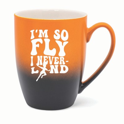Elanze Designs I'm So Fly I Neverland Two Toned Ombre Matte 10 ounce New Bone China Coffee Tea Cup Mug, Orange and Black
