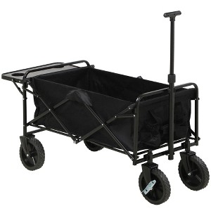 Outsunny Collapsible Wagon, Graden Carts with Wheels, Adjustable Handle, Folding Table and Cup Holders - 1 of 4