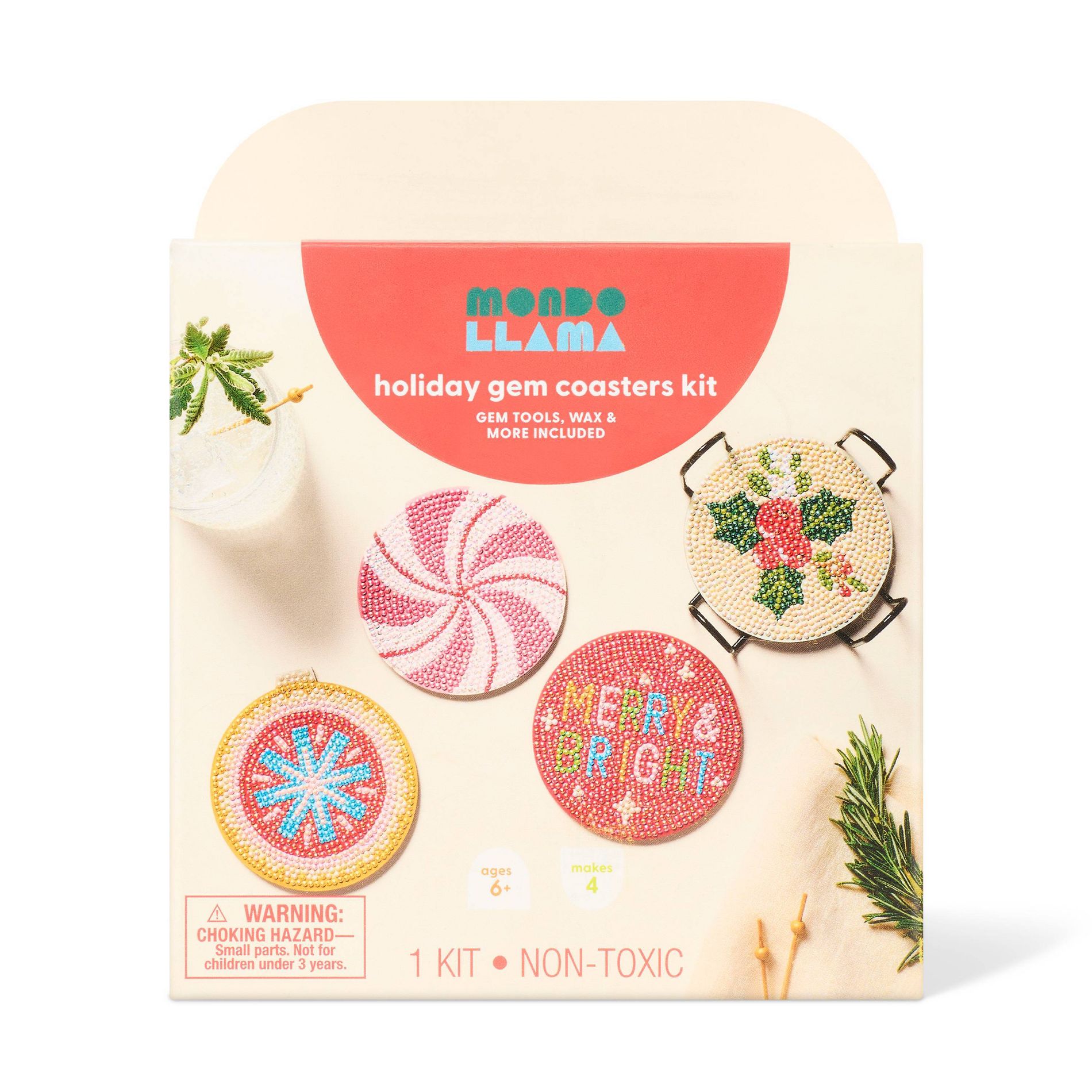 Christmas Craft 4ct Gem Art Coasters Kit - Mondo Llama™