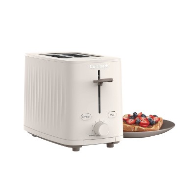 Cream Stainless Steel 2-Slice Toaster with Wide Slot