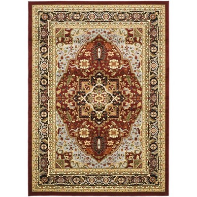 Red and Black Floral 9' x 12' Synthetic Area Rug