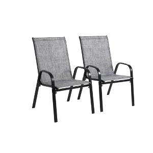 Ridstar 2 Piece Outdoor Patio Dining Chairs with Armrest High Backrest For Garden & Backyard-Grey - 1 of 4