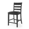 Farmhouse Upholstered Wood Counter Stools Set of 2, Ladder Back Design with Durable Rubberwood Frame for Kitchen or Home Bar - 3 of 4