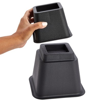 Heavy Duty Black Adjustable Bed and Furniture Risers Set