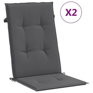 vidaXL Anthracite Highback Chair Cushions 2 pcs, Outdoor Fabric Seat Cushions, Dimensions 47.2"x19.7"x1.2", Foam Fiber Filling - 1 of 4