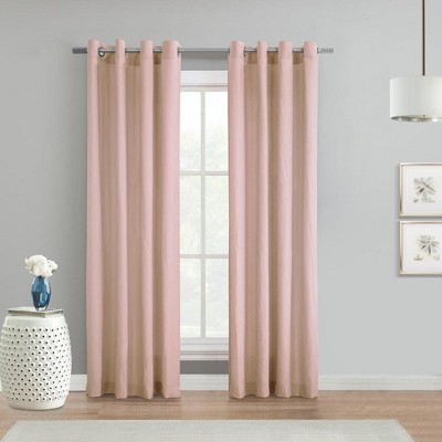 Habitat Harmony Light Filtering Crinkled Texture on Supple Drapeable Flowing Fabric Grommet Curtain Panel, Rose