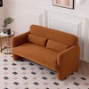 59-Inch Loveseat Sofa with Lamb Fleece Fabric, 2-Seater Comfort Design, Dark Orange - 3 of 4