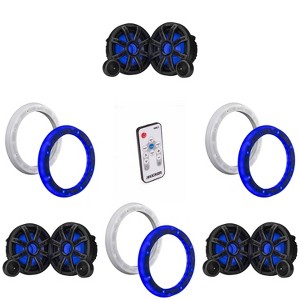 Kicker (3 Pair ) 51MSS84 8" Component LED Premium Marine Speakers & 51KLSR88 - 8.8-Inch to 8-Inch LED Adapter Rings & LED Remote Bundle - 1 of 4
