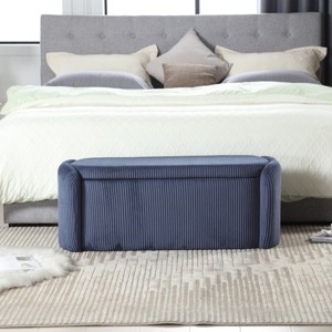 Modern Fabric Upholstered Storage Ottoman Bench with Safe Hinge,Lounge End of Bed Storage Bench,Storage Entry Bench,Storage Hassock-Cuddlewood - 1 of 4