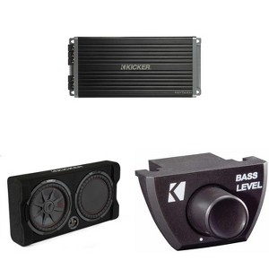 Kicker 48TRTP122  Comp RT 12" Subwoofer Enclosure Package + 47KEY5001 Amp, Bass Knob Bundle - 1 of 4