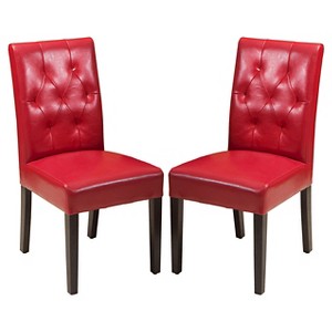 Gentry Bonded Leather Dining Chair Red (Set of 2) - Christopher Knight Home
