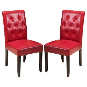 Set of 2 Gentry Bonded Leather Dining Chair Red - Christopher Knight Home