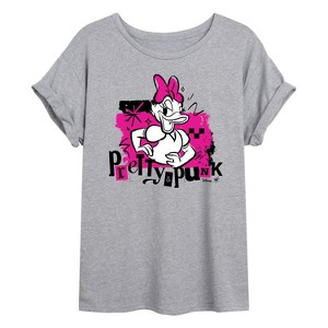 Women's - Disney - Pretty And Punk Oversized Graphic T-Shirt - 1 of 4