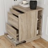 Famapy Light Oak Nightstand with Side Sliding Door,NFC Lock & Foot - Kick Drawer,3-in-1 Coffee Table,Side Table for Bedroom & Living Room - 4 of 4