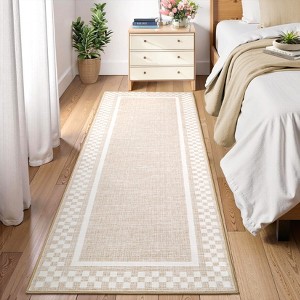 2x6FT Modern Washable Area Rug for Living Room, Bordered Print Floor Rug with Non Slip Backing, Low Pile Stain Resistant Indoor Carpet for Dorm - 1 of 4