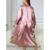 Nightgown and Robe Set for Women Floral Print Nightshirt Soft Lightweight Duster Robe Silk Satin Bathrobe Pajamas Set Cami Sleepwear - 3 of 4