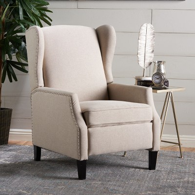 Sapphtopaz Modern Recliner Chair for Bedroom Accent Chair Upholstered Armchair with Wing Back and Studded Push Back Chair for Living Room
