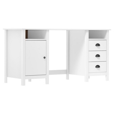 Desk White Solid Pine Wood Standard Desk Rectangular Rustic
