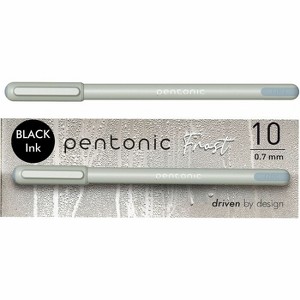 Pentonic Ballpoint Pens Frosted Pale Gray Barrel with Black In, 0.7 mm Fine Point - Pack of 10 - 1 of 4