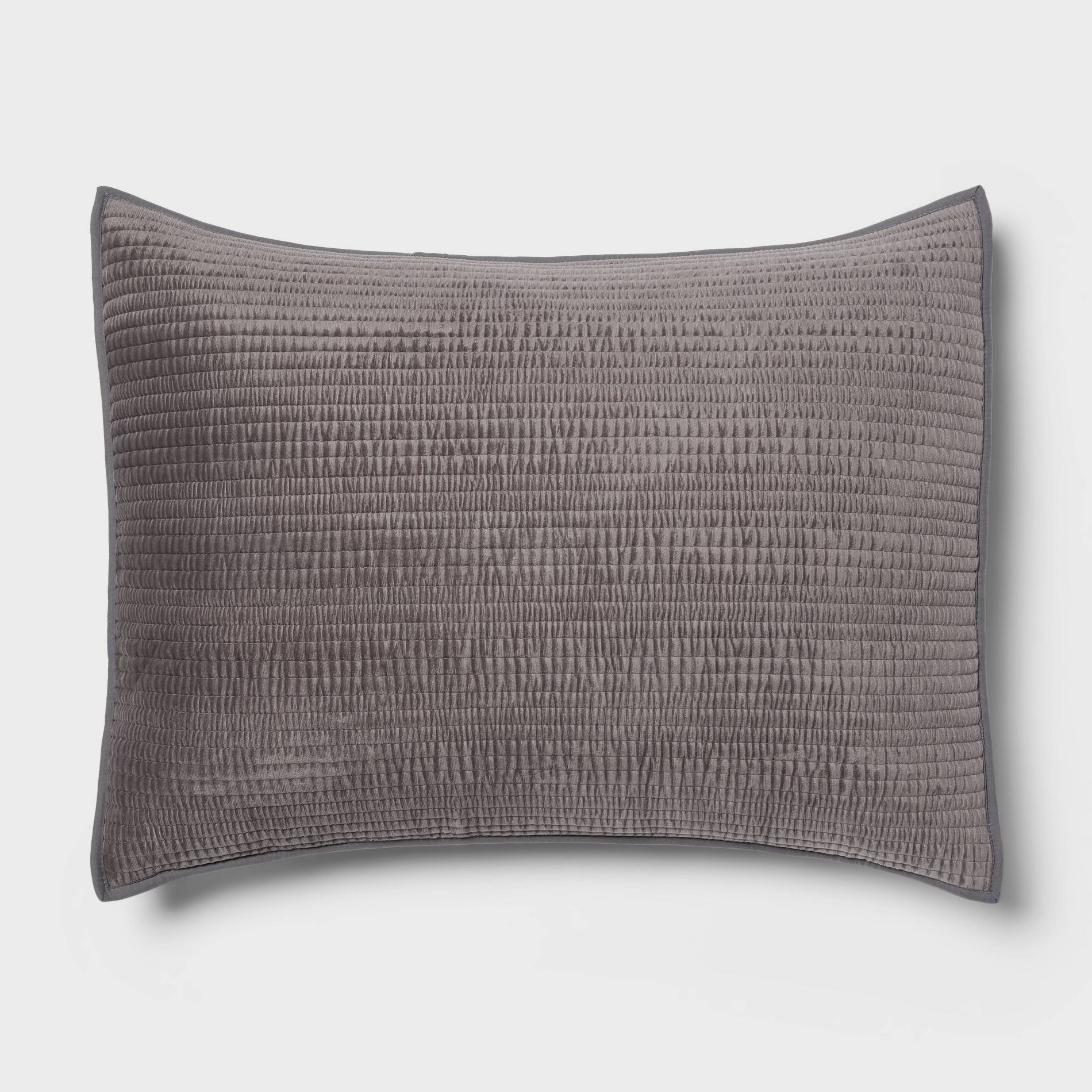 King Ruched Velvet Quilt Sham Gray - Threshold™
