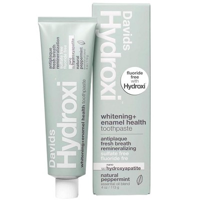 Davids Hydroxi Fluoride Free Nano Hydroxyapatite Whitening + Enamel Health Toothpaste, Natural Peppermint, 4 oz
