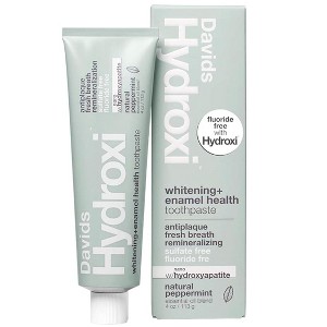 Davids Hydroxi Fluoride Free Nano Hydroxyapatite Whitening + Enamel Health Toothpaste, Natural Peppermint, 4 oz - 1 of 3