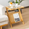 Tangkula 2 Pieces Boho End Table with Magazine Rack Versatile Bamboo Bedside Table w/ Rattan Shelf Natural - 4 of 4