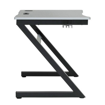 45" Black Steel Curved Gaming Desk with USB Ports and Cup Holder