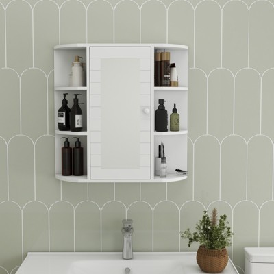 Bathroom Mirror Cabinet Wall Mounted, Bathroom Medicine Cabinet with Open Shelves, Wall Mounted Utility Cabinet for Bathroom Kitchen Laundry Room