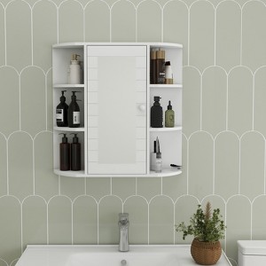 Bathroom Mirror Cabinet Wall Mounted, Bathroom Medicine Cabinet with Open Shelves, Wall Mounted Utility Cabinet for Bathroom Kitchen Laundry Room - 1 of 4