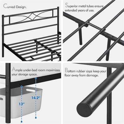 Yaheetech Simple Metal Full Size Bed Frame With Curved Design Headboard ...