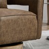 29.1" Faux Leather Swivel Open Back Barrel Chair with Solid Wood Base - 3 of 4
