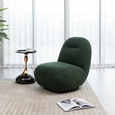 Large Single Armless Chair,Modern Velvet Fabric Upholstered Swivel Accent Chair,Living Room Sofa Chair With Solid Wood Frame-Cuddlewood