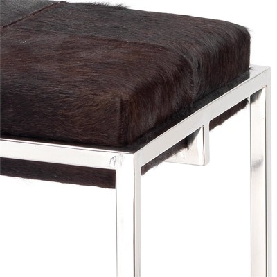 Espresso Hide and Nickel Metal Rustic Counter Stool