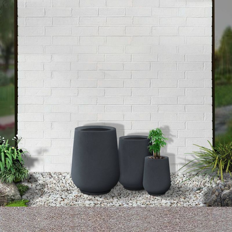 Rosemead Home &#38; Garden 3pc Concrete Outdoor Planter Pots Black, 2 of 8