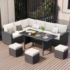 homfan Outdoor Patio Furniture Set 7 Piece, Wicker Sectional Sofa with Washable Cushions, Ottomans, and Coffee Table, Conversation Set - 2 of 4
