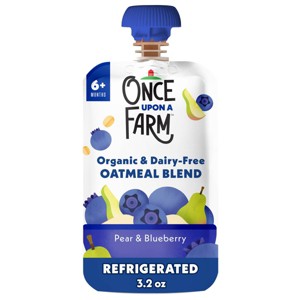Once Upon A Farm Baby Organic Dairy Free Pear & Blueberry Oatmeal Blend - 3.2oz - 1 of 4