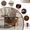 QingMoon Lift Top Coffee Table, Wood Round Fluted Coffee Tables, Farmhouse Center Table with Hidden Storage and Lower Shelf for Living Room - 2 of 4