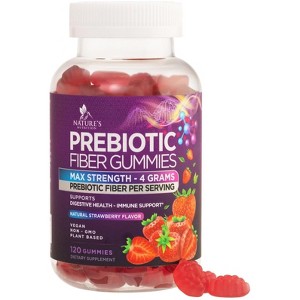 Fiber Gummies Adults, Daily 4g Gummy Fiber Supplement, Prebiotic Gummy Digestive Health, Soluble Fiber Chews - 120 Gummies By Nature's Nutrition - 1 of 4