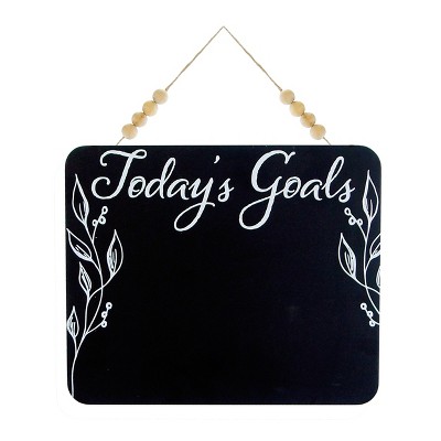 VIP Wood 14 in. Black Todays Goals Hanging Chalkboard